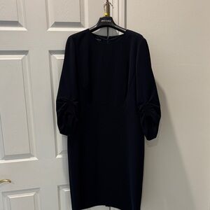 Lafayette 148 New York Dark Navy Blue Long Sleeve Dress